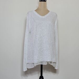 Sioni Sparkling White and Silver Sweater